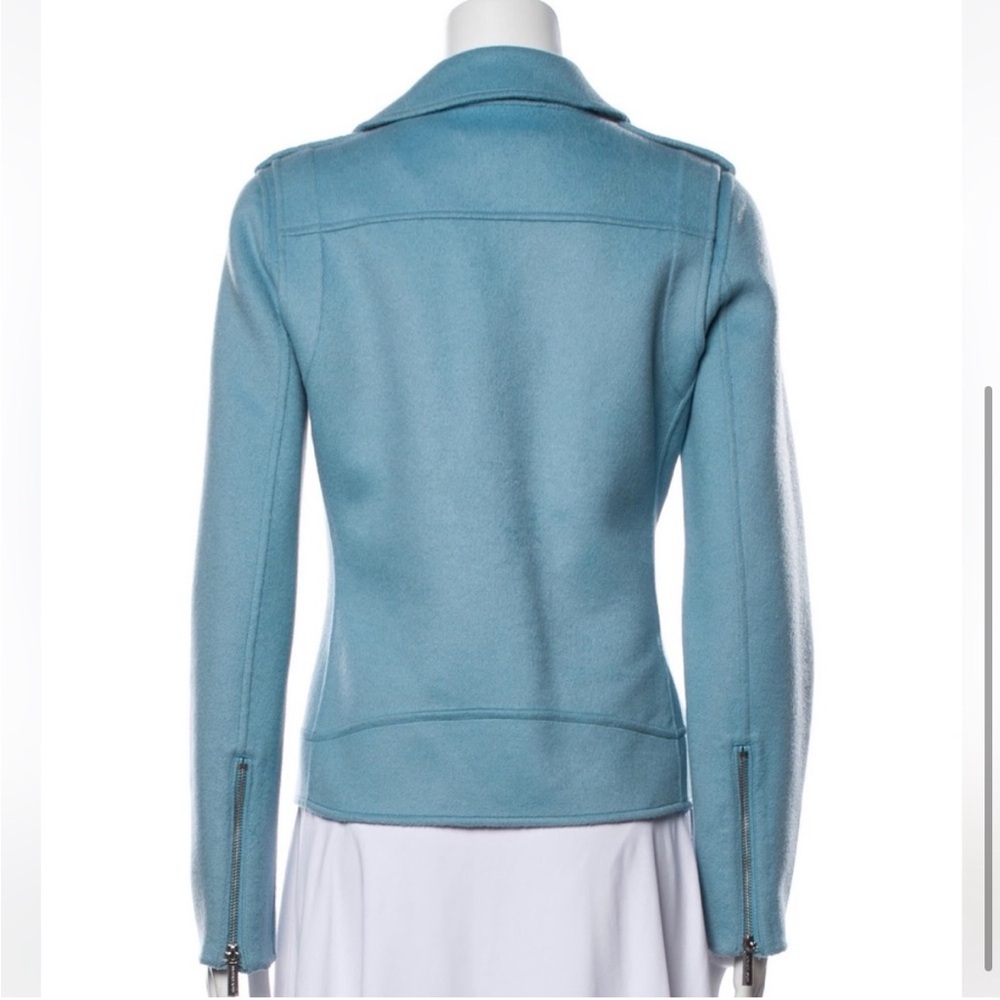 Wool Blend Moto Jacket in Dusty Blue - Picture 4 of 4